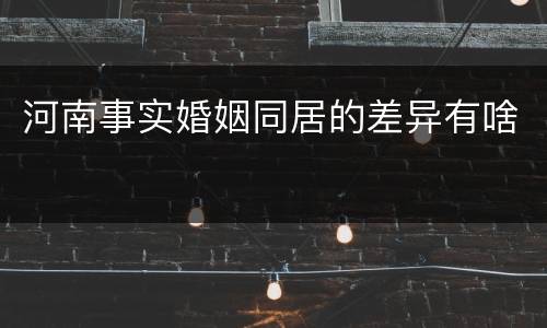 河南事实婚姻同居的差异有啥