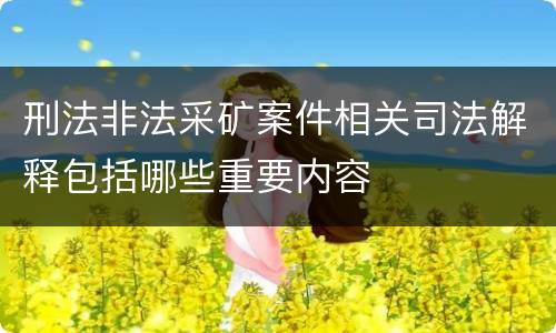 刑法非法采矿案件相关司法解释包括哪些重要内容