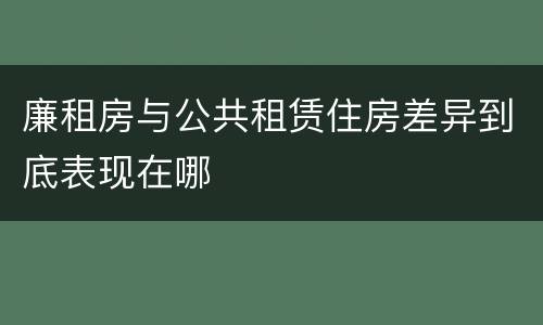 廉租房与公共租赁住房差异到底表现在哪