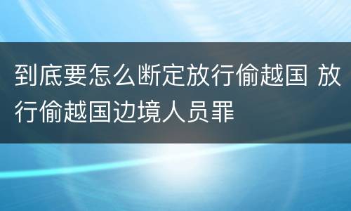 到底要怎么断定放行偷越国 放行偷越国边境人员罪