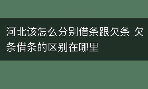 河北该怎么分别借条跟欠条 欠条借条的区别在哪里
