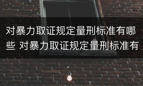 对暴力取证规定量刑标准有哪些 对暴力取证规定量刑标准有哪些不同