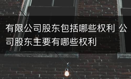 有限公司股东包括哪些权利 公司股东主要有哪些权利