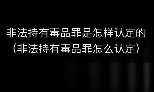 非法持有毒品罪是怎样认定的（非法持有毒品罪怎么认定）