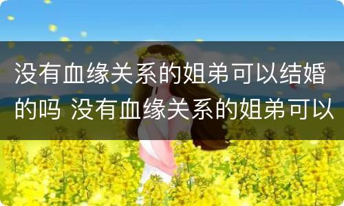 没有血缘关系的姐弟可以结婚的吗 没有血缘关系的姐弟可以结婚的吗知乎