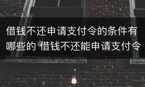借钱不还申请支付令的条件有哪些的 借钱不还能申请支付令吗