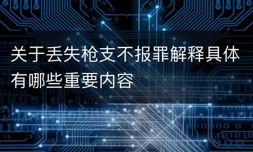 关于丢失枪支不报罪解释具体有哪些重要内容