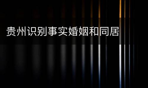 贵州识别事实婚姻和同居