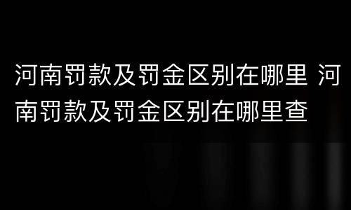 河南罚款及罚金区别在哪里 河南罚款及罚金区别在哪里查