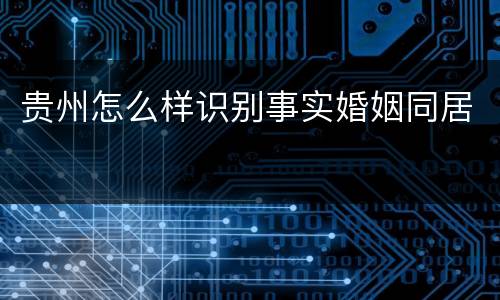 贵州怎么样识别事实婚姻同居