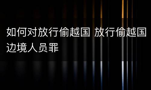 如何对放行偷越国 放行偷越国边境人员罪