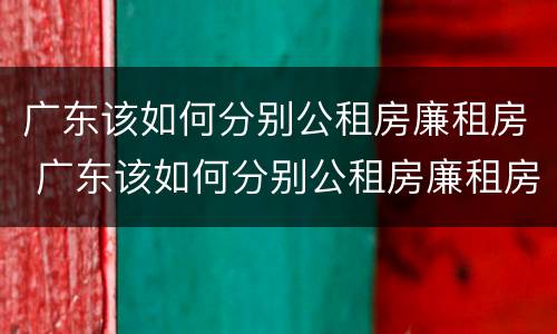 广东该如何分别公租房廉租房 广东该如何分别公租房廉租房和商品房