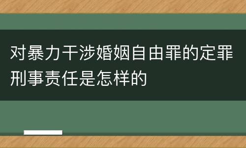 对暴力干涉婚姻自由罪的定罪刑事责任是怎样的
