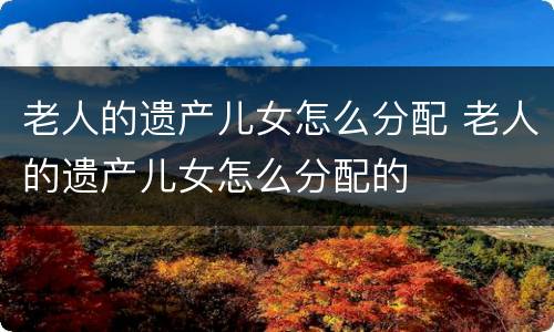 老人的遗产儿女怎么分配 老人的遗产儿女怎么分配的