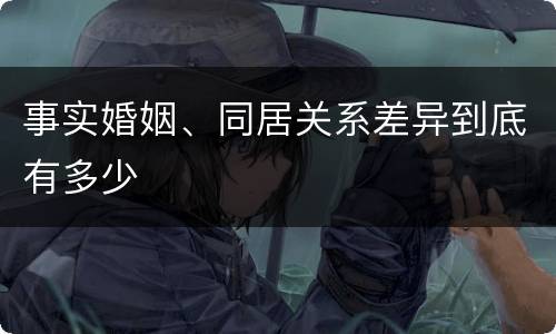 事实婚姻、同居关系差异到底有多少