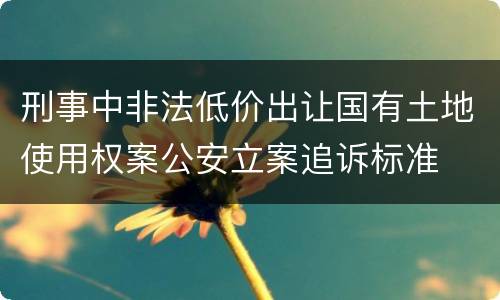 刑事中非法低价出让国有土地使用权案公安立案追诉标准