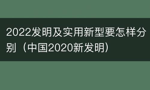 2022发明及实用新型要怎样分别（中国2020新发明）