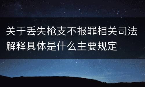 关于丢失枪支不报罪相关司法解释具体是什么主要规定