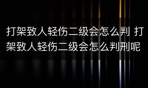 打架致人轻伤二级会怎么判 打架致人轻伤二级会怎么判刑呢