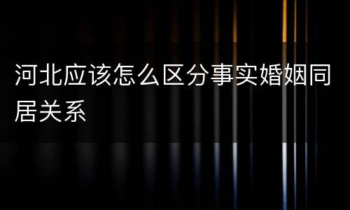 河北应该怎么区分事实婚姻同居关系