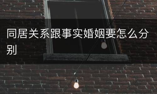 同居关系跟事实婚姻要怎么分别