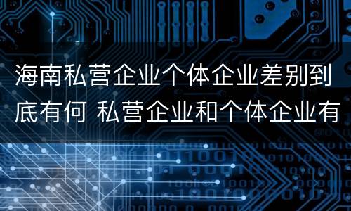 海南私营企业个体企业差别到底有何 私营企业和个体企业有什么区别