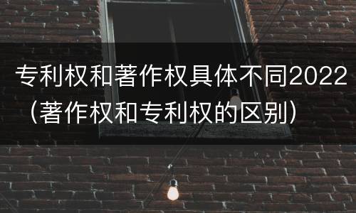 专利权和著作权具体不同2022（著作权和专利权的区别）