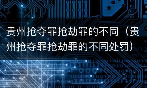 贵州抢夺罪抢劫罪的不同（贵州抢夺罪抢劫罪的不同处罚）