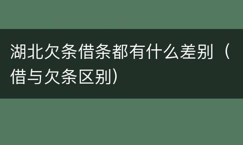湖北欠条借条都有什么差别（借与欠条区别）