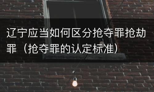 辽宁应当如何区分抢夺罪抢劫罪（抢夺罪的认定标准）