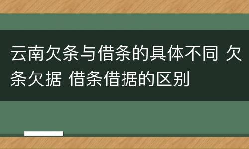 云南欠条与借条的具体不同 欠条欠据 借条借据的区别