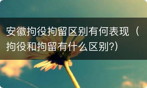 安徽拘役拘留区别有何表现（拘役和拘留有什么区别?）