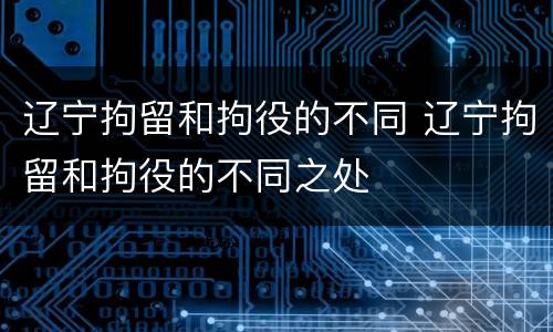 辽宁拘留和拘役的不同 辽宁拘留和拘役的不同之处
