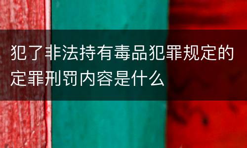犯了非法持有毒品犯罪规定的定罪刑罚内容是什么