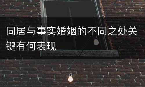 同居与事实婚姻的不同之处关键有何表现