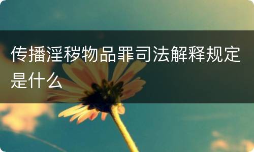 传播淫秽物品罪司法解释规定是什么