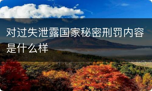 对过失泄露国家秘密刑罚内容是什么样