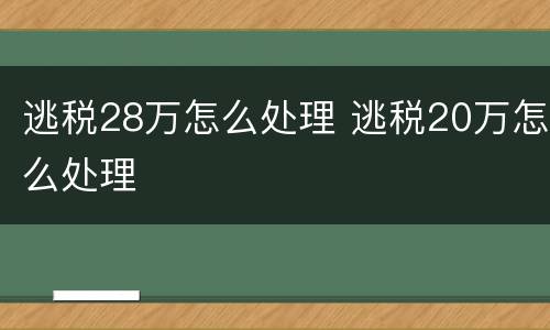 逃税28万怎么处理 逃税20万怎么处理