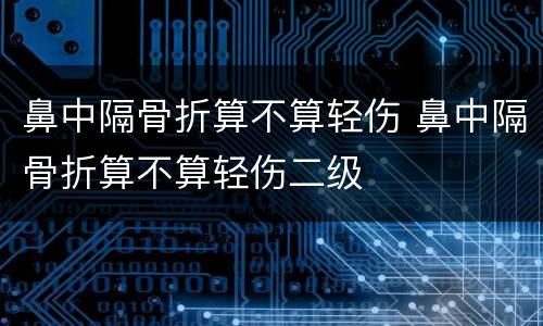 鼻中隔骨折算不算轻伤 鼻中隔骨折算不算轻伤二级