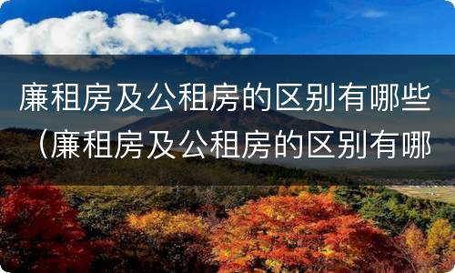 廉租房及公租房的区别有哪些（廉租房及公租房的区别有哪些呢）