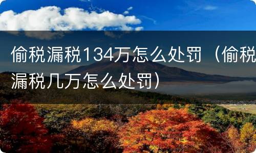 偷税漏税134万怎么处罚（偷税漏税几万怎么处罚）