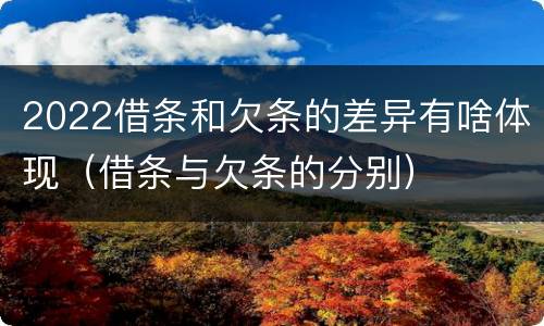 2022借条和欠条的差异有啥体现（借条与欠条的分别）