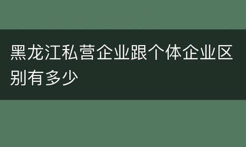 黑龙江私营企业跟个体企业区别有多少
