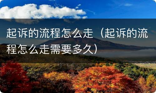 起诉的流程怎么走（起诉的流程怎么走需要多久）