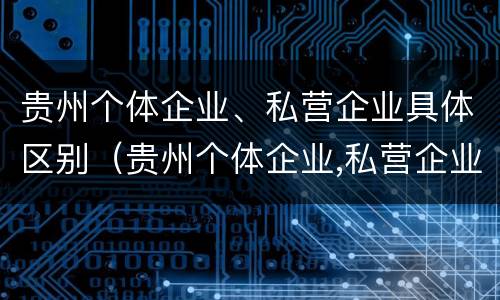 贵州个体企业、私营企业具体区别（贵州个体企业,私营企业具体区别是什么）