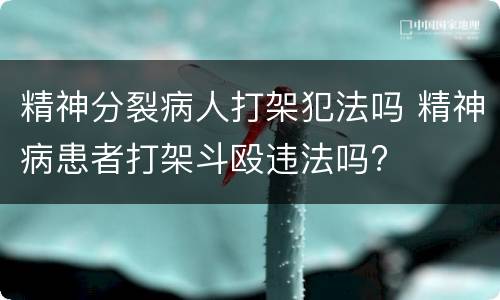 精神分裂病人打架犯法吗 精神病患者打架斗殴违法吗?