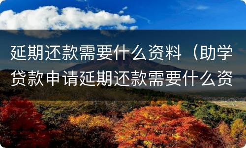 延期还款需要什么资料（助学贷款申请延期还款需要什么资料）